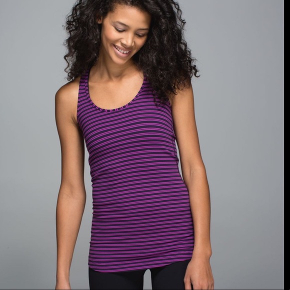 Lululemon Cool Racerback - Double Trouble Stripe Ultra Violet Black Grape - Picture 2 of 8